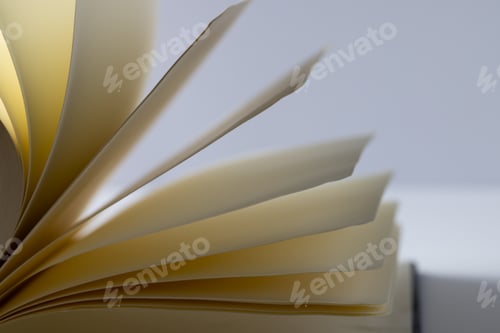 Preview: Micro of notebook pages and copy space on grey background