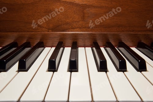 Preview: Close up of piano keys.