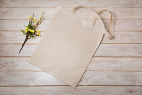 Preview: Tote bag mockup with yellow decorated branch