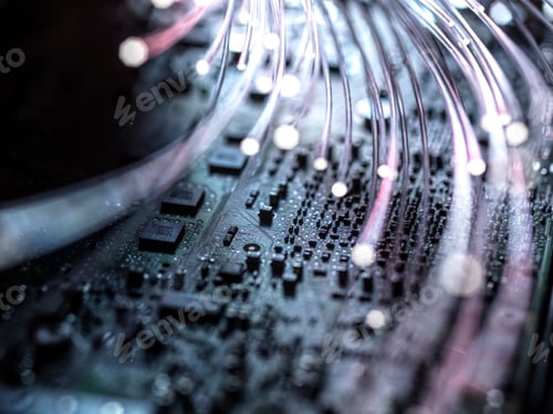 Preview: Fibre optics carrying data at speed to a computer