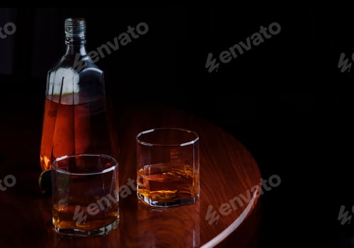 Preview: Bottle and glass of alcohol drink