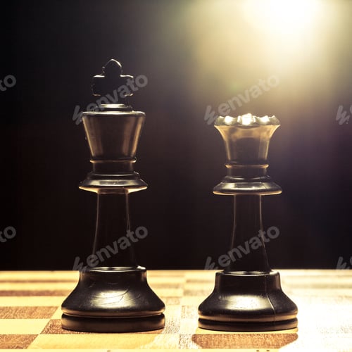 Preview: chess pieces on a black background
