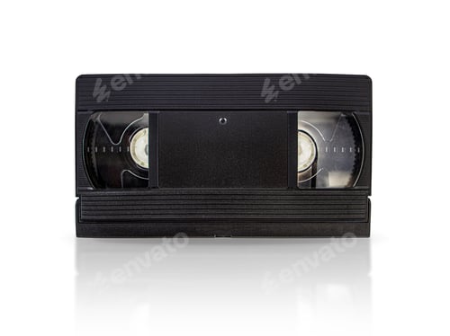 Preview: video tape on a white background with mirror shadow