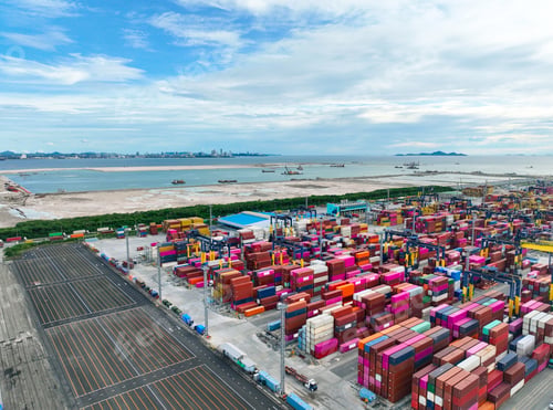 Preview: Logistics and transportation of container cargo ship at ship port Container truck and crane bridge