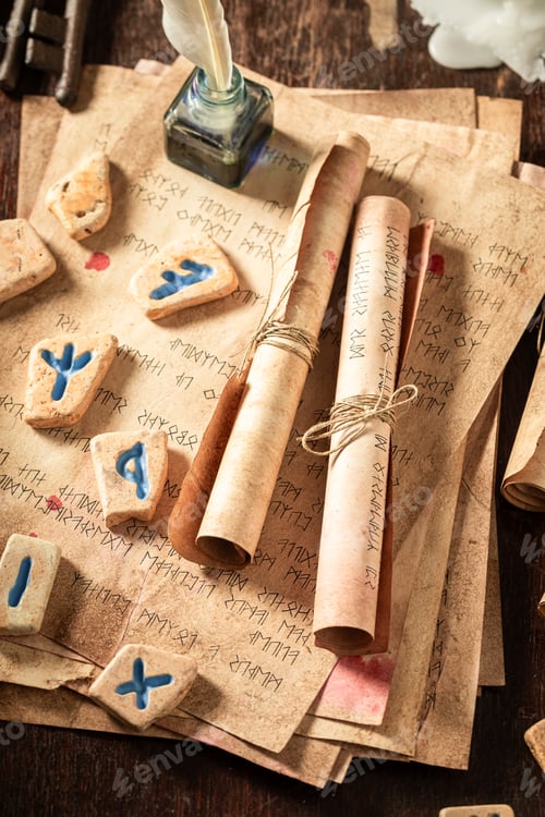 Preview: Original runic divination based on antique scrolls as mystical background