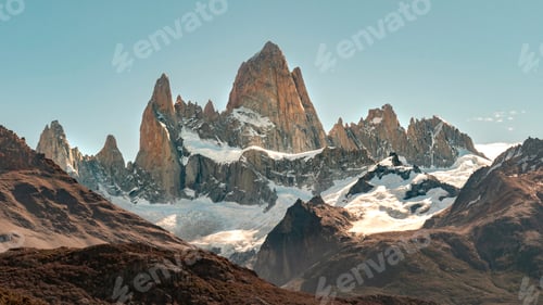 Preview: Scenic view of Mount Fitz Roy in Argentina under a clear sky