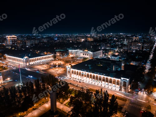 Preview: Ala-Too central square of Bishkek city at night