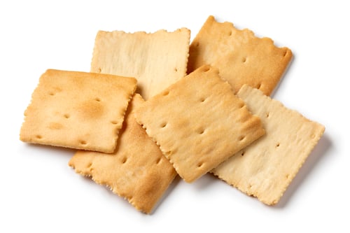 Preview: Heap of traditional thin Italian Fornaccini crackers close up on white background