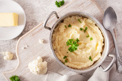 Preview: mashed cauliflower with butter. ketogenic paleo diet side dish
