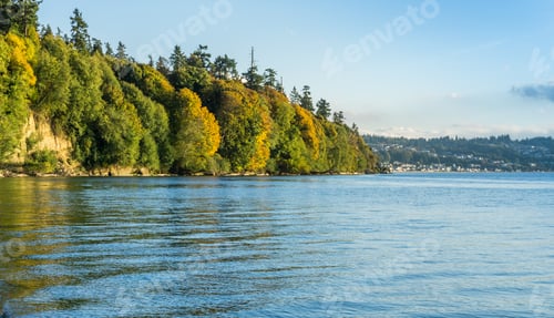 Preview: A View Of The Shoreline At Saltwater State Park In The Autumn.