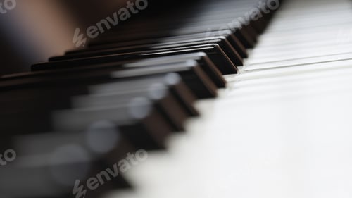 Preview: Close-up piano keyboard with selective focus. 3d rendering
