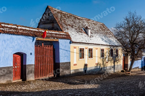 Preview: Colourful houses in Viscri, UNESCO World Heritage Site, Transylvania, Romania