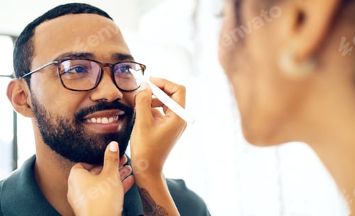 Preview: Vision, glasses and eye test with a man at the optometrist for a prescription frame lens assessment