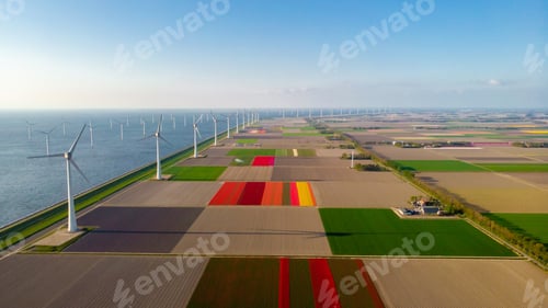 Preview: Windmill turbines at sea a huge winmill park in the Netherlands during winter