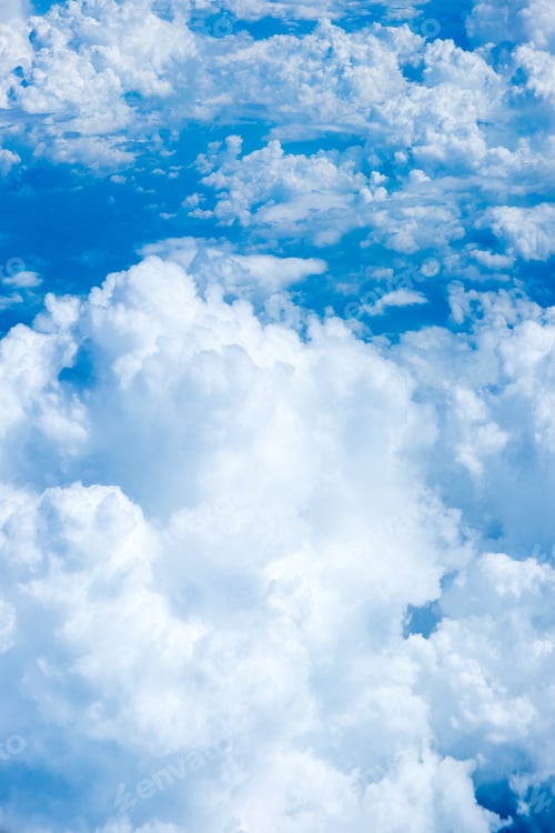 Preview: Aerial view of Blue sky and Cloud Top view from airplane window,Nature background