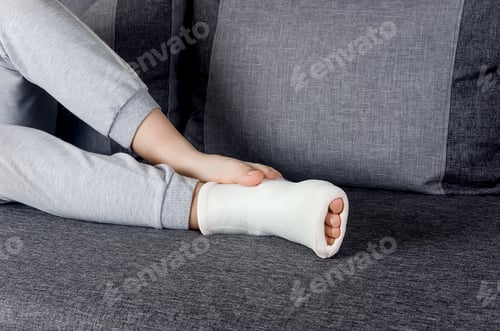 Preview: Close up of a leg young girl fiberglass.