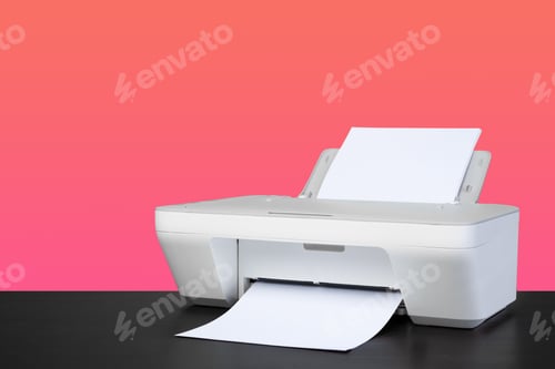 Preview: Compact home laser printer against pink background