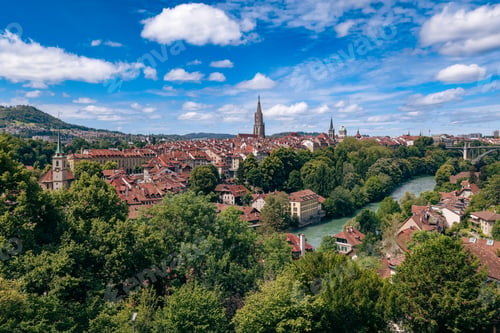 Preview: Aerial view of the picturesque old town of Bern, Switzerland