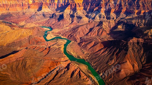 Preview: Panoramic landscape view of curved colorado river in Grand canyon, USA