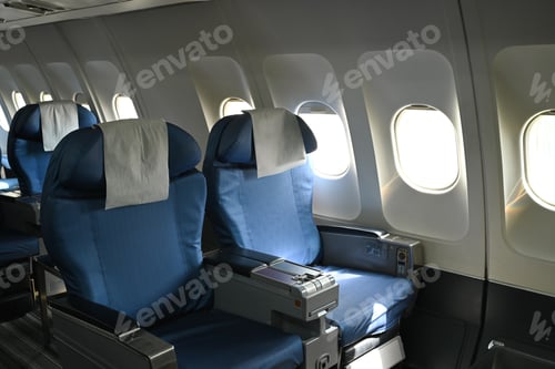 Preview: The airplane is blue and has a lot of windows