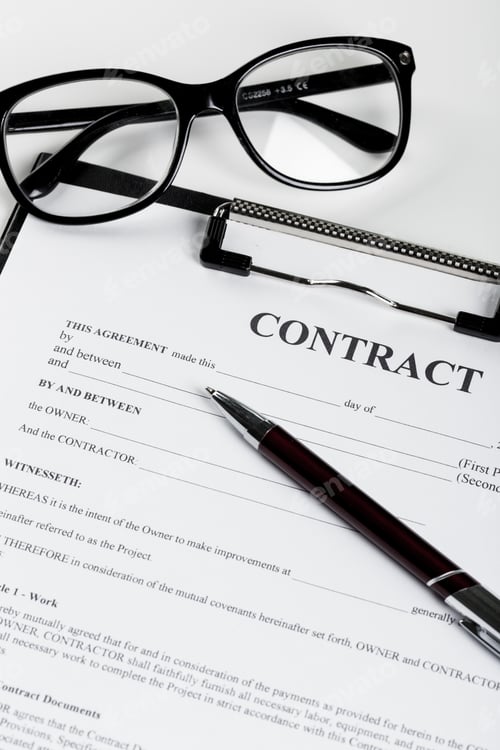 Preview: Business contract document with pen
