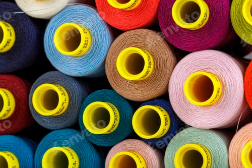 Preview: set of multi-colored spools of thread for sewing