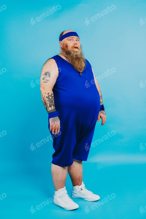 Preview: Fat man doing sport