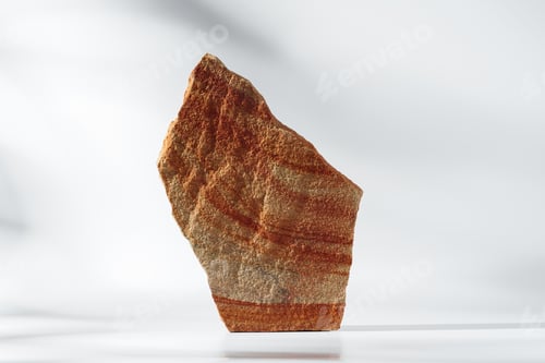 Preview: Piece of granite stone on white background with shadows