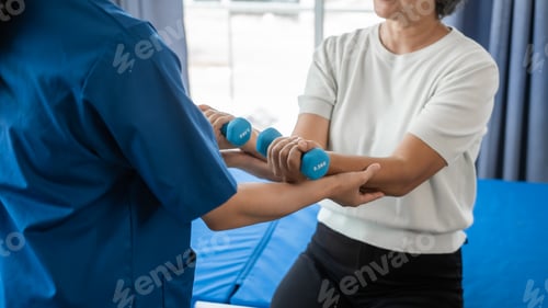 Preview: Asian senior care nurses and grandmothers provide caring support to elderly women
