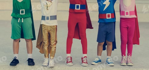 Preview: Superheroes Cheerful Kids Expressing Positivity Concept