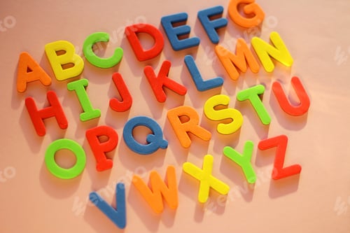 Preview: english alphabet. kid playing alphabet letters. Intellectual game, preschool primary education