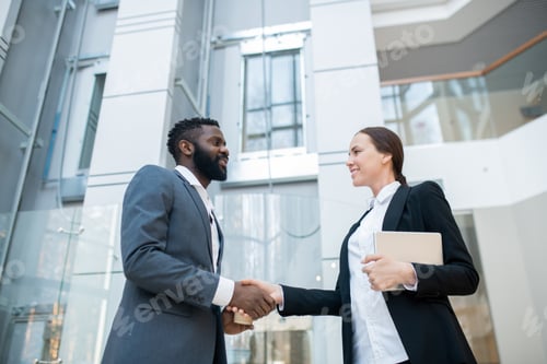 Preview: Greeting business colleague in company