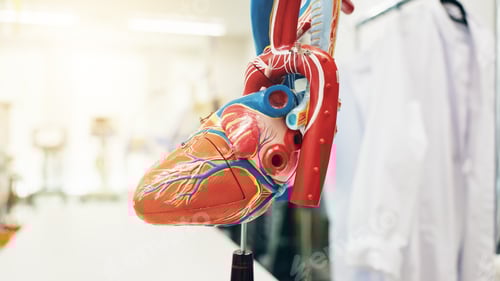 Preview: Heart, anatomy and medical model of organ for cardiology, learning and education in hospital. Unive
