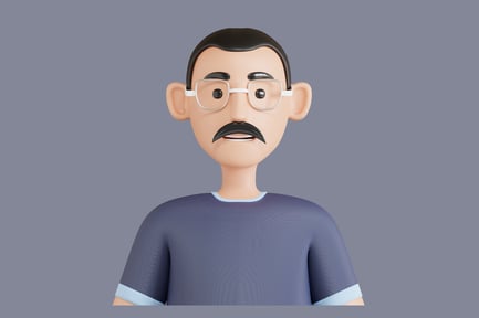 Preview: Cartoon character with mustache and glasses