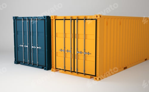 Preview: 3d rendering of two color container cargo on white background