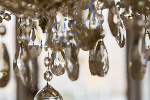 Preview: Chrystal chandelier close-up. Glamour background with copy space