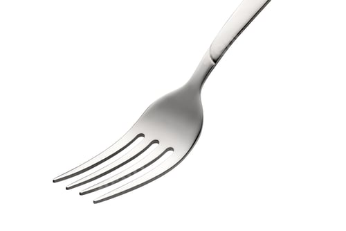 Preview: Empty steel dinner fork isolated on white background