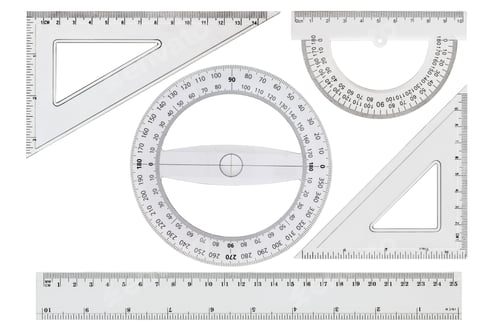 Preview: Set of white transparent rulers, isolated on white background