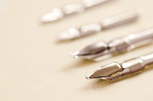 Preview: Calligraphy: Set of vingate fountain pens. Artistic equipment. Calligraphic accessories