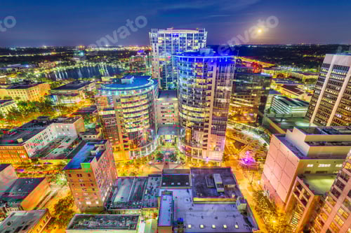 Visualização: Skyline de Orlando, Flórida, EUA