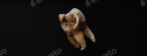 Preview: Macro shot of a decayed teeth till root after extraction of dentist.