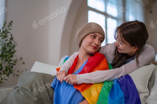 Preview: Cancer patient is receiving moral support from her friend at home.
