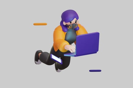 Preview: Techie cartoon character with laptop