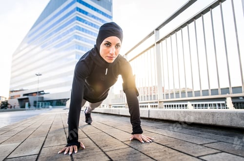 Preview: Arabian sportive woman training outdoors