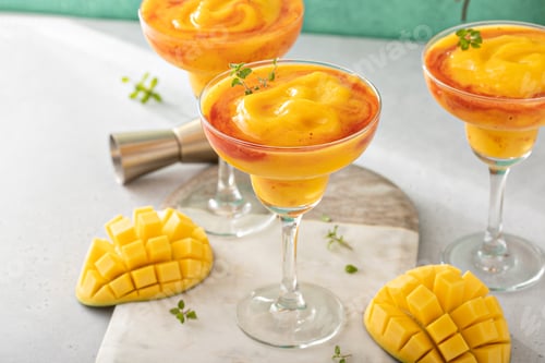 Preview: Mangonada margarita coctail, frozen mango margarita with chamoy
