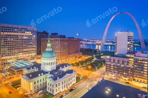 Preview: St. Louis, Missouri, USA downtown cityscape with the arch and co