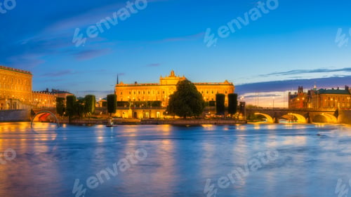 Preview: Stockholm, Sweden. Panoramic view of the Royal Palace and Parliament.