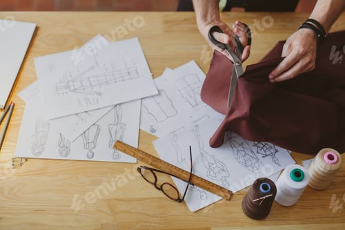 Preview: Crop man cutting fabric