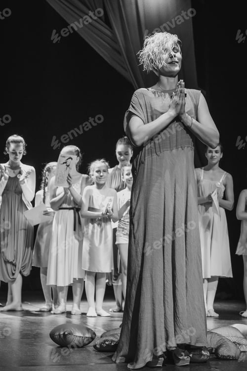 Preview: staging on the stage of a children's theater with actors