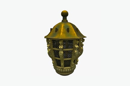 Preview: Metal lantern with cherub figures and lattice design